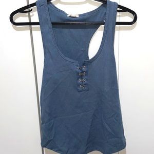 Blue tank with clasps